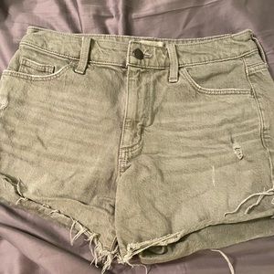 Green jean shorts